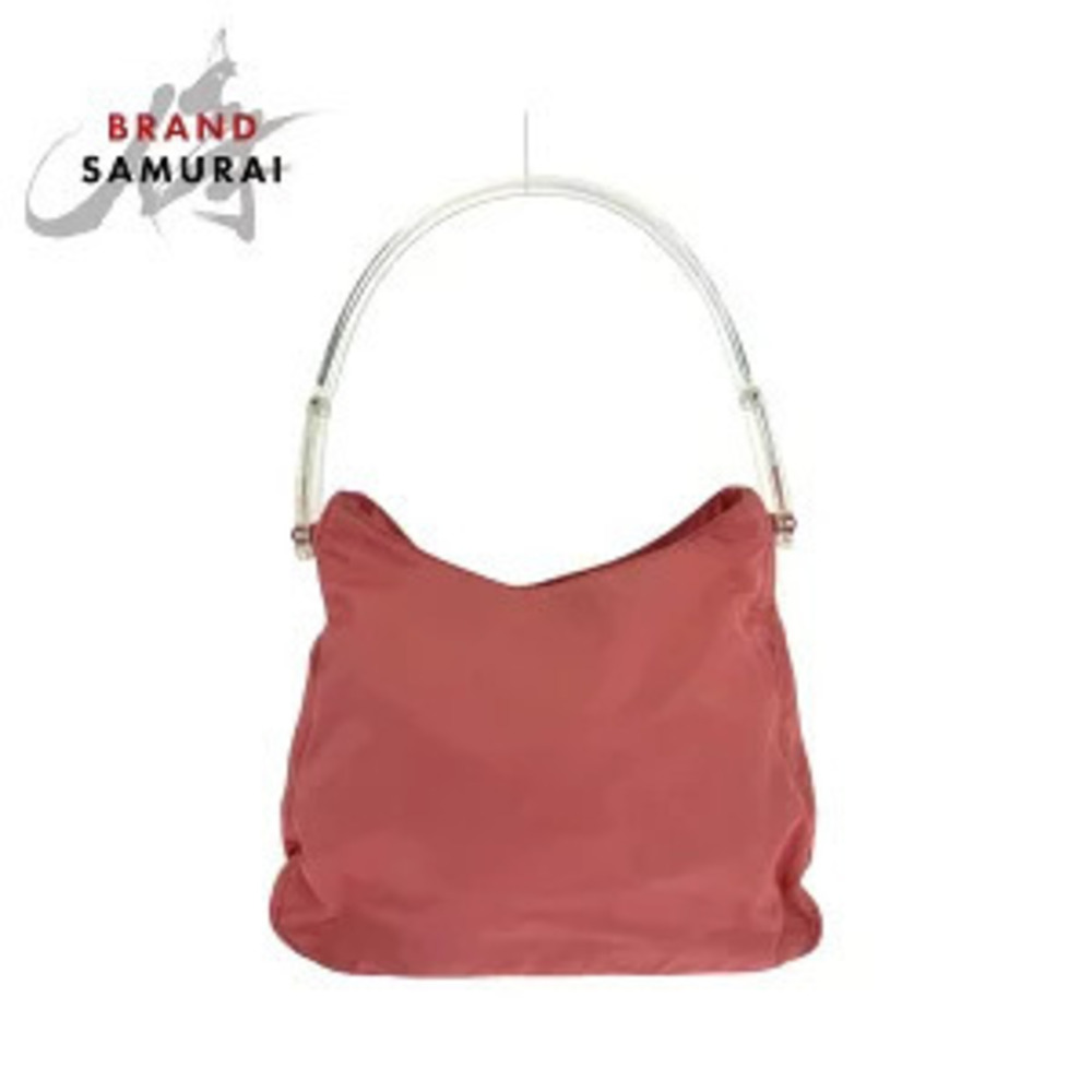 Prada Tessuto triangular plate pink clear shoulder bag